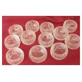 Twelve 1.5' Etched Glass Salt Cellars