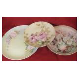 3 Porcelain Plates W/Wall Hangers Largest 10'