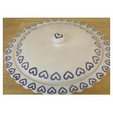 12' Hand Painted Ceramic Hearts Covered Dish