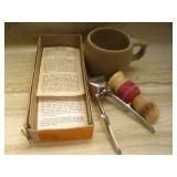 Vintage Shaving Cup, Brush & Clippers Shown