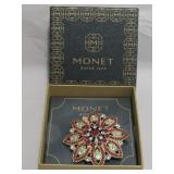 Monet Rhinestone Brooch In Box