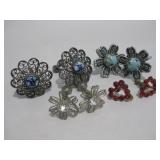 Four Pair Clip & Screw Back Earrings