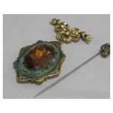 Vintage Brooch & Stick Pin Unmarked