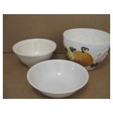 Three Assorted Kitchen Bowls Largest 9x 6