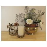 Brass Pot & Planter W/Flowers & More Tallest 8'