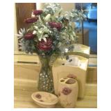 Bathroom Set & Vase Of Faux Flowers