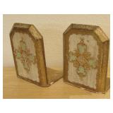 Pair 6' Vintage Florentine Bookends Some Edge Wear