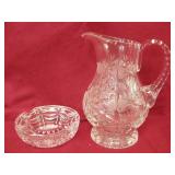 Crystal Ashtray & 7' Tall Glass Pitcher