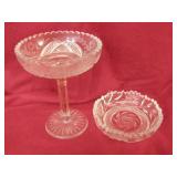Two Vintage Glass Serving Pieces See Info