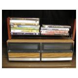 VHS Tape Holder W/Tapes, DVD's & CD Rack