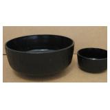 Two Vintage Black Glass Bowls Largest 9.5'