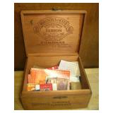 7.5x 6x 3.5 Wood Box W/Sewing Needles & More