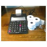 Casio Adding Machine W/Paper Rolls Powers On