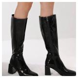 18-9C1 Feetquake Tall High Patent Leather Boots