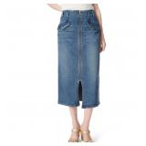 18-9B3 womens Millie Zipper Front Denim Skirt...
