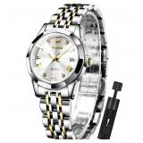 OLEVS Women's Diamond Analog Quartz Two Tone Wat