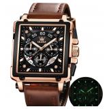 OLEVS- Mens Quartz Chronograph Leather Watch