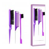 3 Pcs comb Purple Slick Back Brush Set