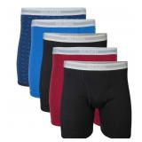 SZ M, Gildan Men's Boxer Briefs, Mixed Blue/Grey