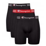 Champion Mens Boxer Briefs Long Leg - Black - 3 Pk