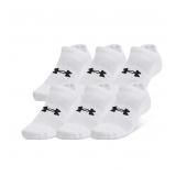UA Unisex Cotton Training No Show Socks, 6 Pairs M