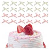 24PCS Pink Bows for Cake Decorations