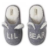 Size 7-8 Dear-foams Lil Bear Slipper, Light Grey
