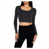 SZ L,Forever 21 Women's Rhinestone Cropped Sweater