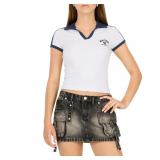 20-1B1 Forever 21 Women's Cropped Polo Tee -...