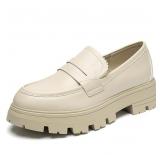 23-12A2 Chunky Loafers Women Platform Shoes,...