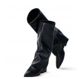 23-12A1 Women's Slouchy Tall Boots - Black,...