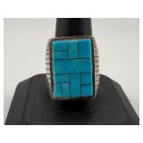 Sterling Silver Turquoise Inlay Men's Ring