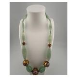 Milk Glass Beaded Necklace with Floral Beads