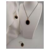 Jade Pendant & Earrings Set