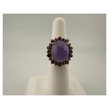 14KT Gold Lavender Jade & Amethyst Ring