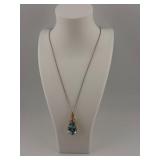 14k YG Blue Topaz & Diamond Pendant