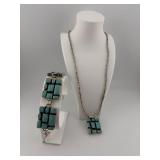 Inlay Turquoise Necklace and Bracelet Set