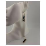 14k YG Triple Blue Topaz Dangle Earrings