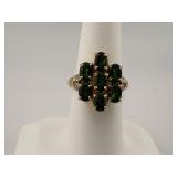 14K Russian Diopside & White Topaz Ring
