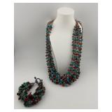 Multi-Strand Turquoise & Coral Nugget Set