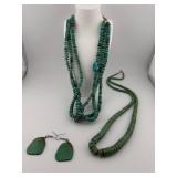 Turquoise Heishi Necklace and Earring Group