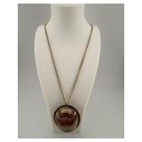 Large Agate Pendant on Gold-Tone Chain