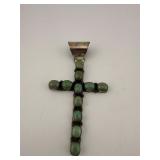 Large Sterling Silver & Turquoise Cross Pendant