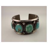 Navajo Turquoise Row Cuff Bracelet