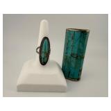 Turquoise Ring and Inlay Lighter Case
