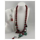 Coral & Turquoise Necklace and Earring Set