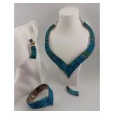 Inlay Turquoise Necklace, Bracelet & Earrings