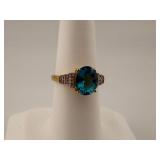 14K Madagascar Blue Apatite & Diamond Ring