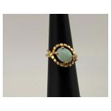 14K White Opal Ring