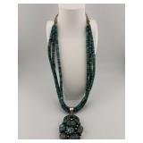 Multi-Strand Turquoise Necklace with Pendant